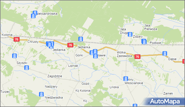 mapa Zastawie gmina Stanin, Zastawie gmina Stanin na mapie Targeo