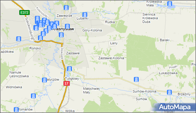 mapa Zastawie-Kolonia, Zastawie-Kolonia na mapie Targeo