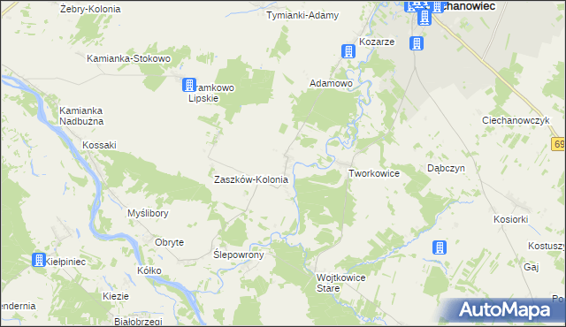 mapa Zaszków gmina Nur, Zaszków gmina Nur na mapie Targeo
