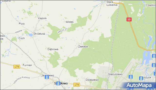 mapa Zawada gmina Szydłowo, Zawada gmina Szydłowo na mapie Targeo
