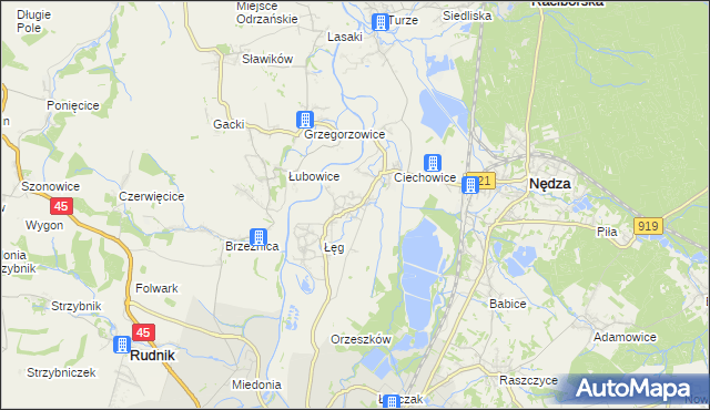 mapa Zawada Książęca, Zawada Książęca na mapie Targeo