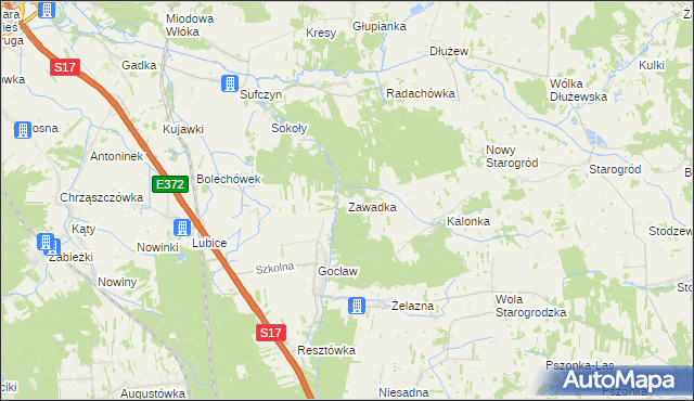mapa Zawadka gmina Pilawa, Zawadka gmina Pilawa na mapie Targeo