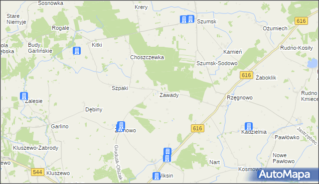 mapa Zawady gmina Dzierzgowo, Zawady gmina Dzierzgowo na mapie Targeo
