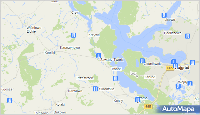 mapa Zawady-Tworki, Zawady-Tworki na mapie Targeo