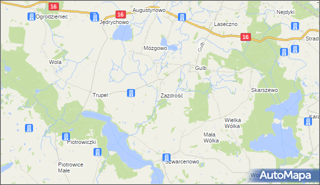 mapa Zazdrość gmina Iława, Zazdrość gmina Iława na mapie Targeo