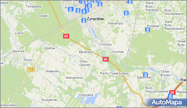 mapa Zazdrość gmina Radziejowice, Zazdrość gmina Radziejowice na mapie Targeo