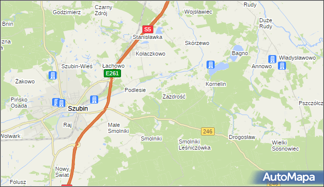 mapa Zazdrość gmina Szubin, Zazdrość gmina Szubin na mapie Targeo