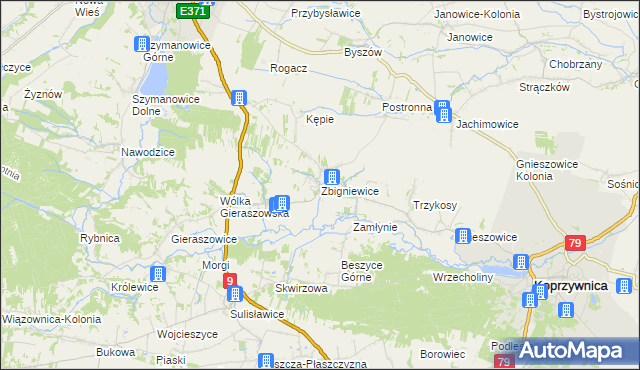 mapa Zbigniewice, Zbigniewice na mapie Targeo