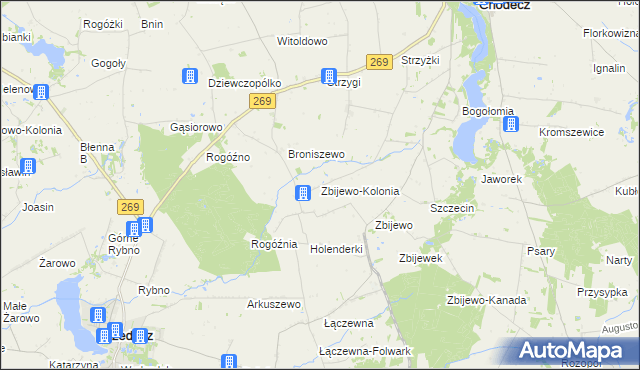 mapa Zbijewo-Kolonia, Zbijewo-Kolonia na mapie Targeo