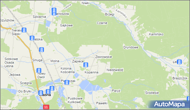 mapa Zborowskie gmina Ciasna, Zborowskie gmina Ciasna na mapie Targeo