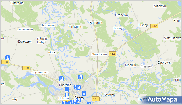mapa Zbrudzewo, Zbrudzewo na mapie Targeo
