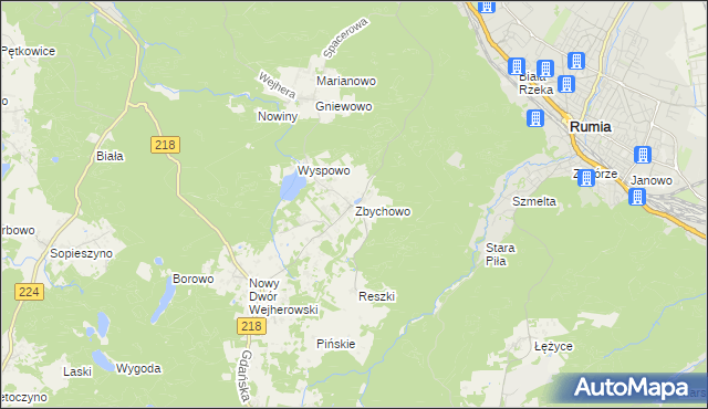 mapa Zbychowo, Zbychowo na mapie Targeo