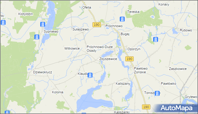 mapa Zbyszewice, Zbyszewice na mapie Targeo