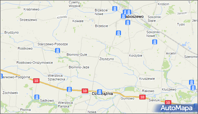 mapa Zbyszyno, Zbyszyno na mapie Targeo