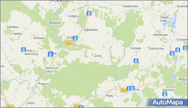 mapa Zdrój gmina Lelkowo, Zdrój gmina Lelkowo na mapie Targeo