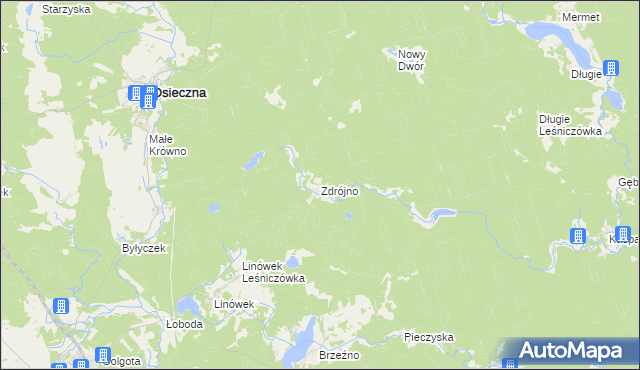 mapa Zdrójno gmina Osieczna, Zdrójno gmina Osieczna na mapie Targeo