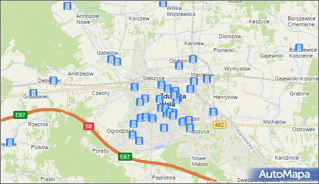 mapa Zduńska Wola, Zduńska Wola na mapie Targeo