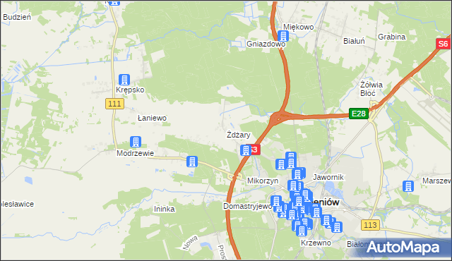 mapa Żdżary gmina Goleniów, Żdżary gmina Goleniów na mapie Targeo