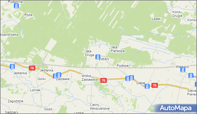 mapa Żdżary gmina Łuków, Żdżary gmina Łuków na mapie Targeo
