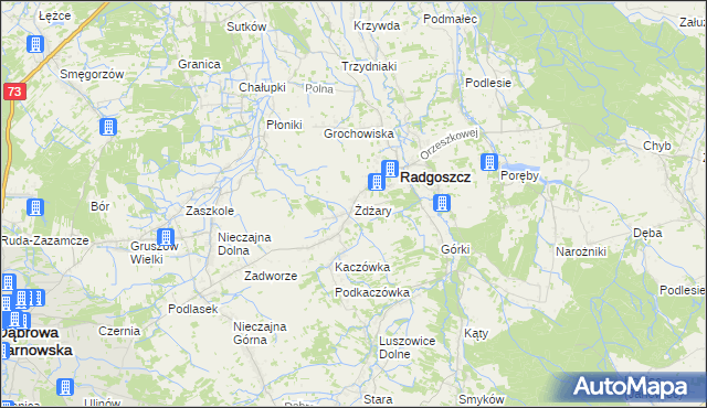 mapa Żdżary gmina Radgoszcz, Żdżary gmina Radgoszcz na mapie Targeo