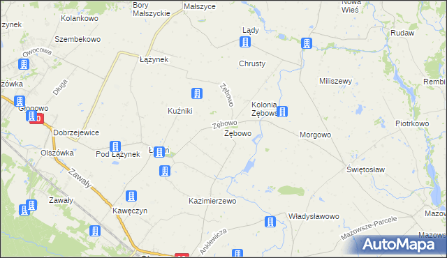 mapa Zębowo gmina Obrowo, Zębowo gmina Obrowo na mapie Targeo