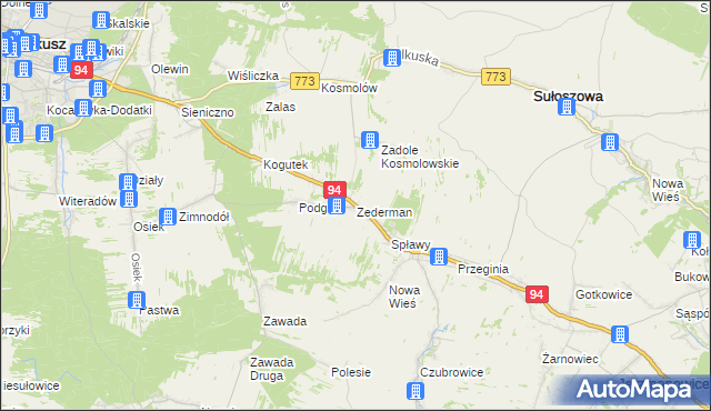 mapa Zederman, Zederman na mapie Targeo