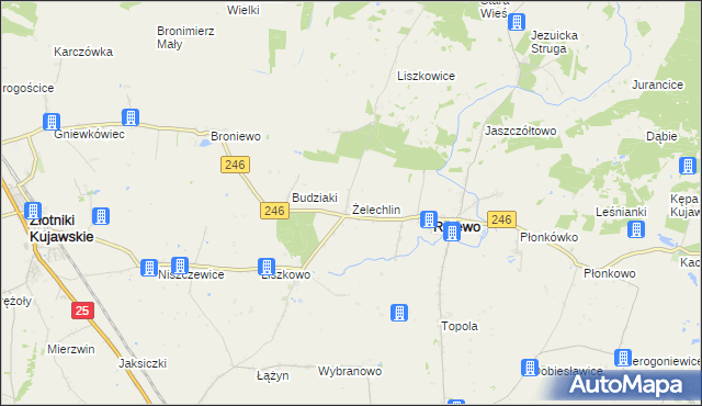 mapa Żelechlin gmina Rojewo, Żelechlin gmina Rojewo na mapie Targeo