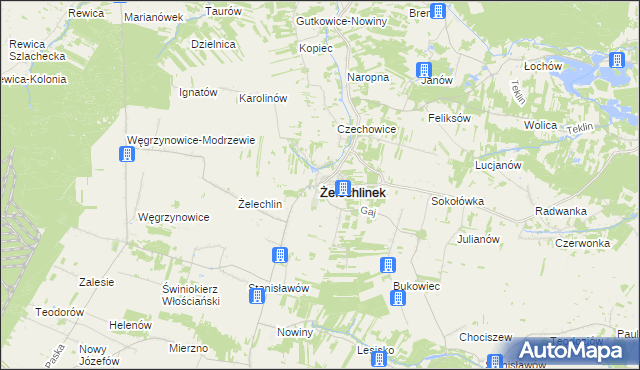 mapa Żelechlinek, Żelechlinek na mapie Targeo
