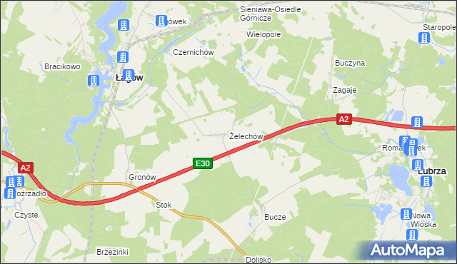 mapa Żelechów gmina Łagów, Żelechów gmina Łagów na mapie Targeo