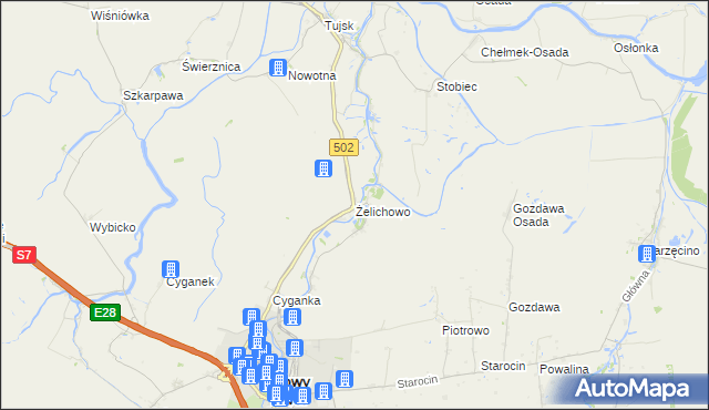 mapa Żelichowo gmina Nowy Dwór Gdański, Żelichowo gmina Nowy Dwór Gdański na mapie Targeo