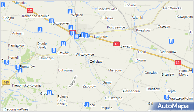 mapa Żelisław-Kolonia, Żelisław-Kolonia na mapie Targeo