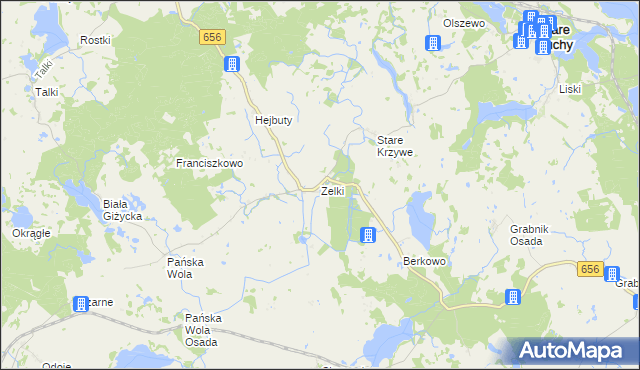 mapa Zelki, Zelki na mapie Targeo