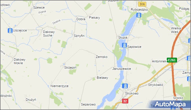mapa Zemsko gmina Granowo, Zemsko gmina Granowo na mapie Targeo