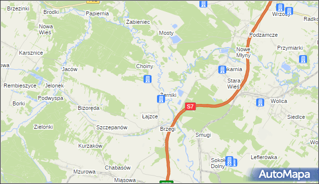 mapa Żerniki gmina Sobków, Żerniki gmina Sobków na mapie Targeo