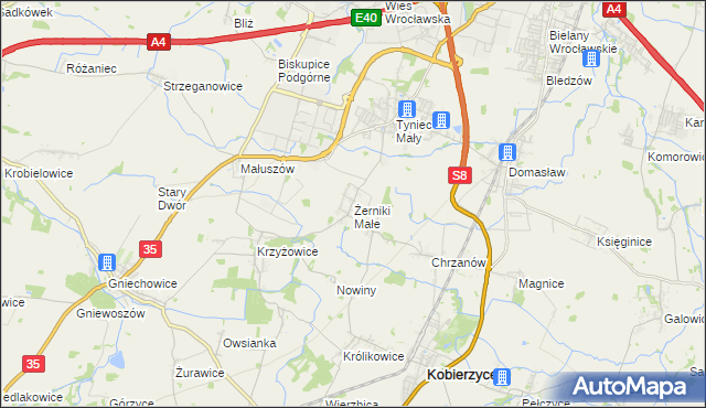 mapa Żerniki Małe, Żerniki Małe na mapie Targeo