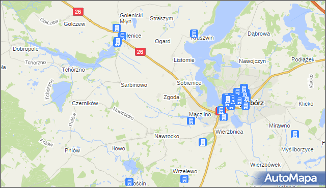 mapa Zgoda gmina Myślibórz, Zgoda gmina Myślibórz na mapie Targeo