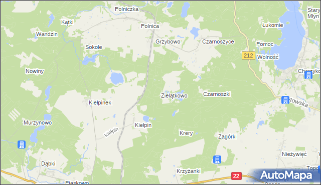 mapa Zielątkowo gmina Człuchów, Zielątkowo gmina Człuchów na mapie Targeo