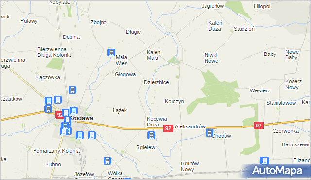 mapa Zieleniec gmina Chodów, Zieleniec gmina Chodów na mapie Targeo