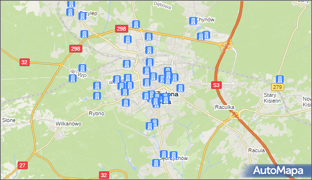 mapa Zielona Góra, Zielona Góra na mapie Targeo