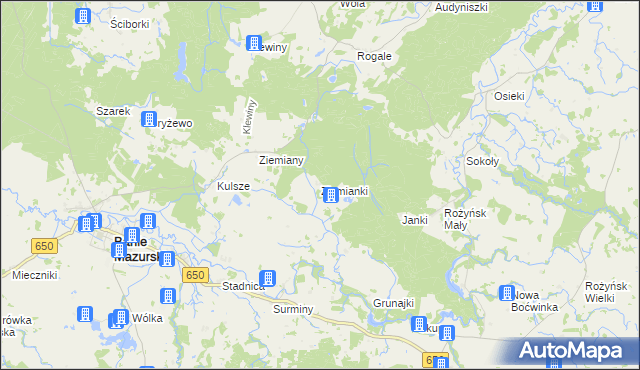 mapa Ziemianki, Ziemianki na mapie Targeo