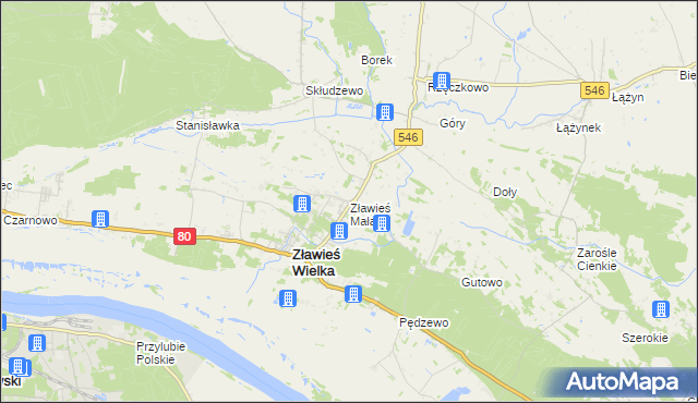 mapa Zławieś Mała, Zławieś Mała na mapie Targeo