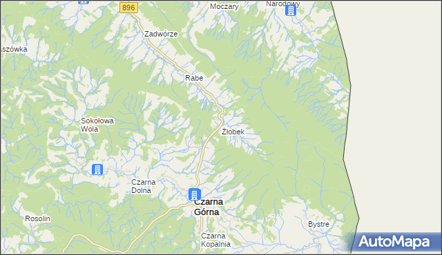 mapa Żłobek gmina Czarna, Żłobek gmina Czarna na mapie Targeo