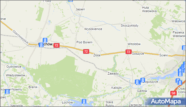 mapa Złota gmina Głuchów, Złota gmina Głuchów na mapie Targeo