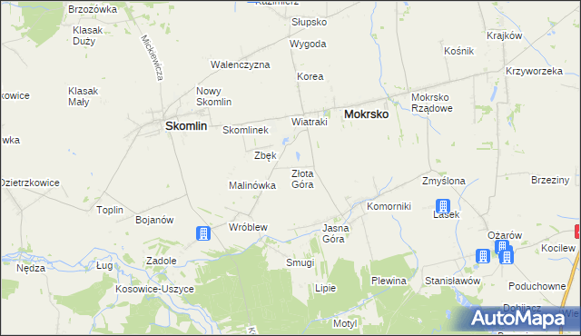 mapa Złota Góra gmina Skomlin, Złota Góra gmina Skomlin na mapie Targeo