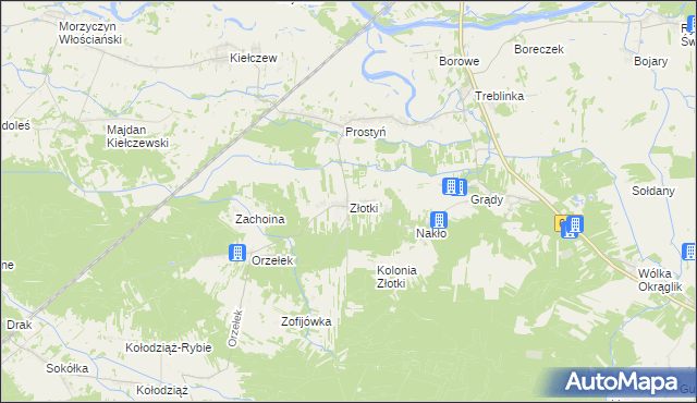 mapa Złotki gmina Sadowne, Złotki gmina Sadowne na mapie Targeo