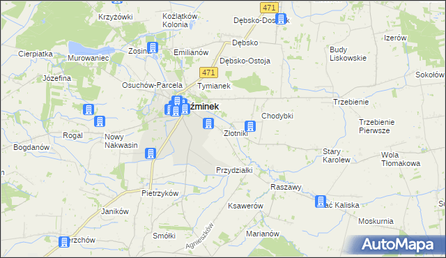 mapa Złotniki gmina Koźminek, Złotniki gmina Koźminek na mapie Targeo
