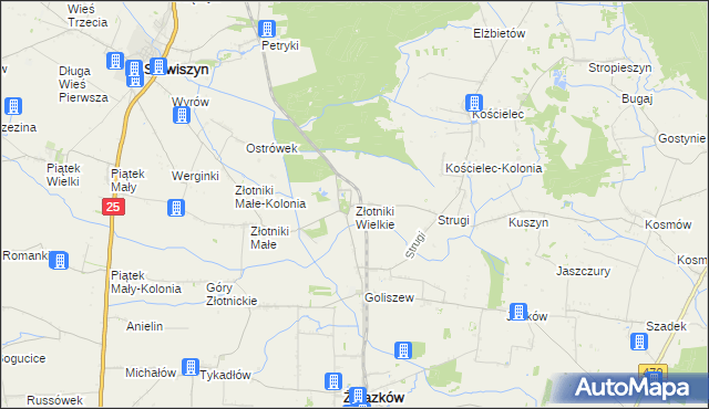 mapa Złotniki Wielkie, Złotniki Wielkie na mapie Targeo