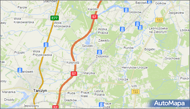 mapa Złotokłos, Złotokłos na mapie Targeo