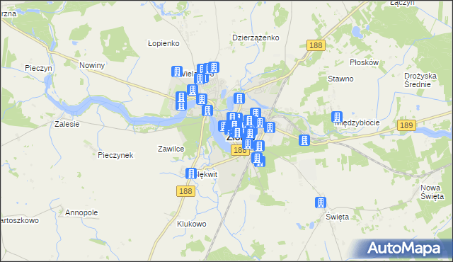 mapa Złotów, Złotów na mapie Targeo
