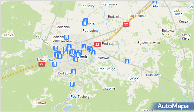 mapa Złotowo gmina Czersk, Złotowo gmina Czersk na mapie Targeo